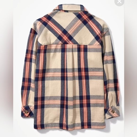 AERIE OFFLINE Flannel Button Down Jacket Shacket In Soft Oat Navy Orange Size XS - Picture 8 of 16